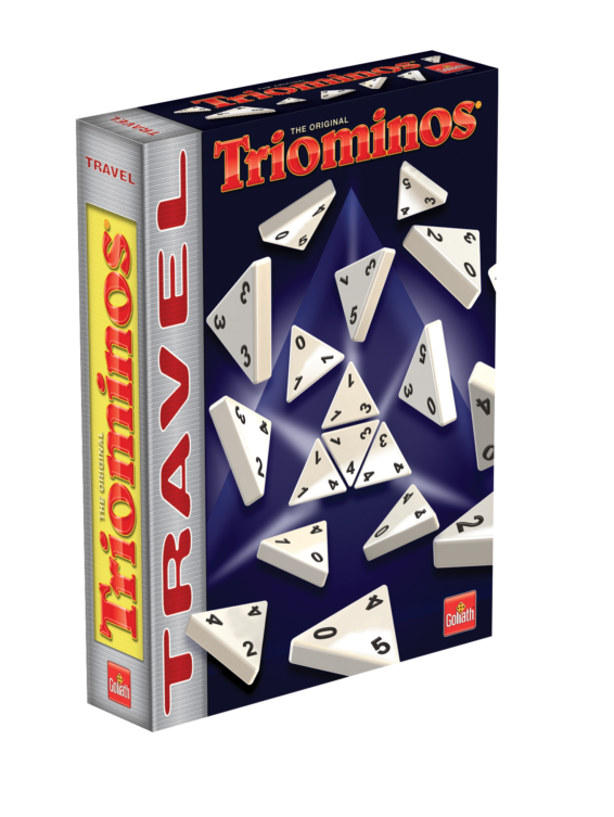 De doos van het strategische reisspel Triominos Travel