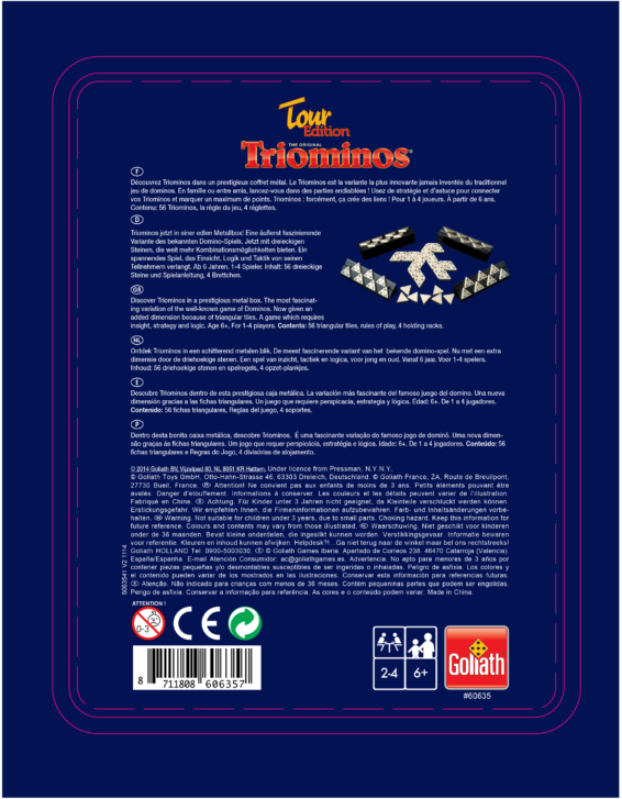 Triominos Travel Tour Tin Achterkant