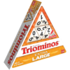 De doos van het strategische tegelspel Triominos XL vanuit een linkerhoek