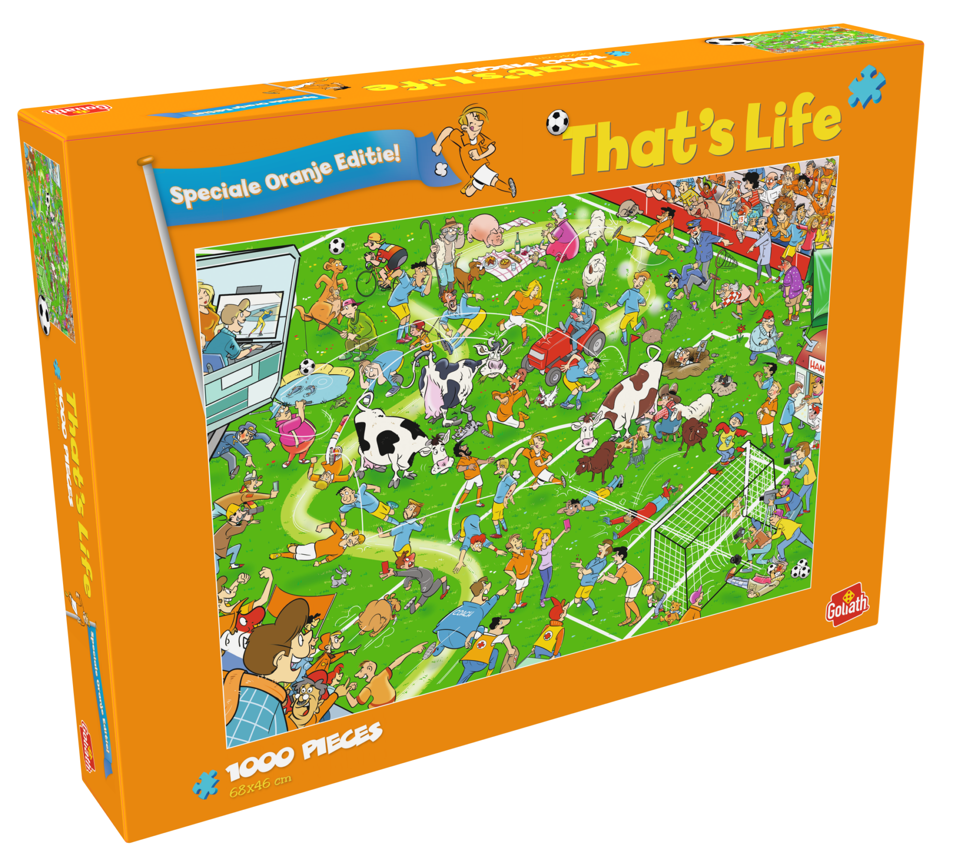 Voetbal Puzzel Oranjeleeuwen doos Linkerhoek