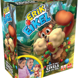 De doos van het grappige kinderspel Erik Eikel vanuit een linkerhoek