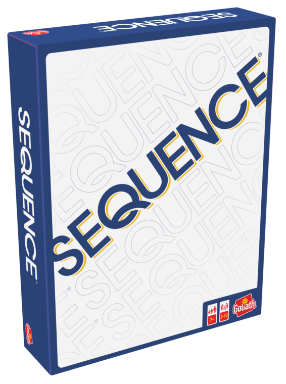 De doos van het strategische bordspel Sequence Original vanuit een linkerhoek