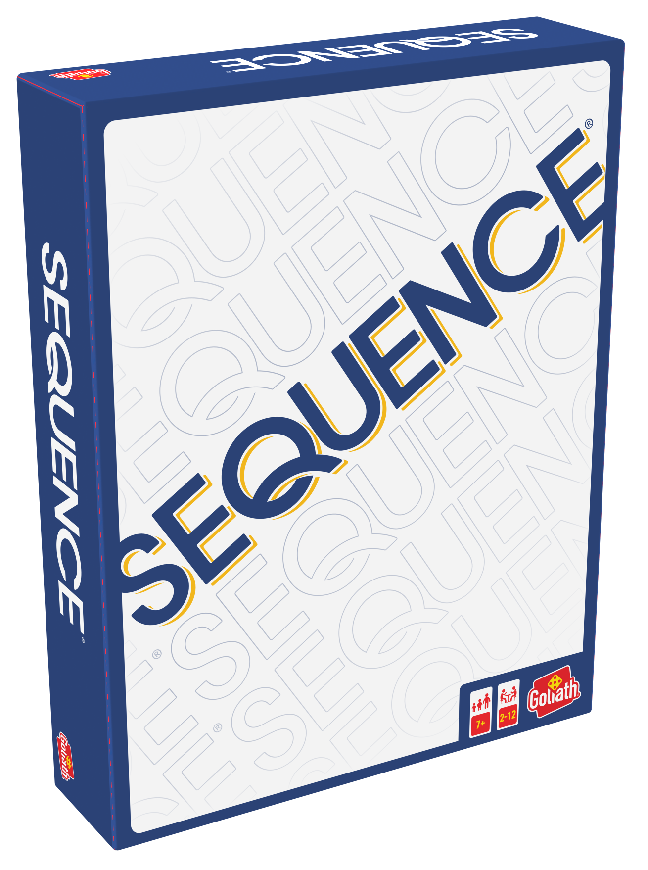 De doos van het strategische bordspel Sequence Original vanuit een linkerhoek