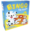 De doos van het leerzame kinderspel Bingo De Puppy vanuit een linkerhoek