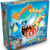 De doos van het kinderspel Happie Haai vanuit een linkerhoek