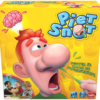 De voorkant van de doos van het grappige kinderspel Piet Snot