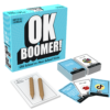De doos met de inhoud van het trivia partyspel OK Boomer