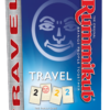 De voorkant van de doos van het strategische reis spel Rummikub Travel