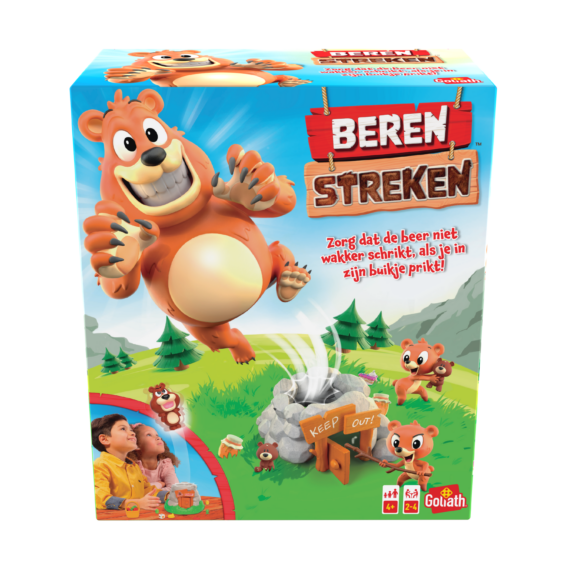 De voorkant van de doos van het kinderspel Berenstreken