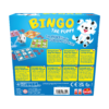 De achterkant van de doos van het leerzame kinderspel Bingo De Puppy