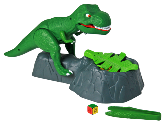 Inhoud van de doos van het spannende kinderspel Dino Crunch