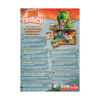 De achterkant van de doos van het spannende kinderspel Dino Crunch