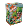 De doos van het spannende kinderspel Dino Crunch vnauit een linkerhoek