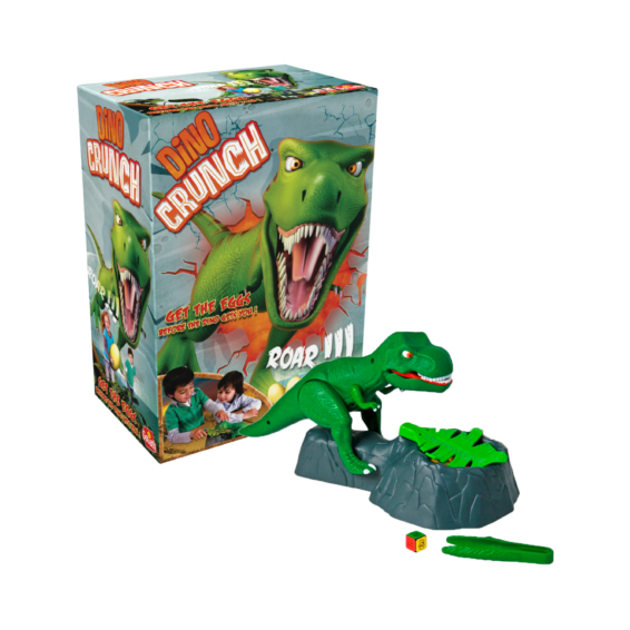 De doos en de inhoud van het actiespel Dino Crunch