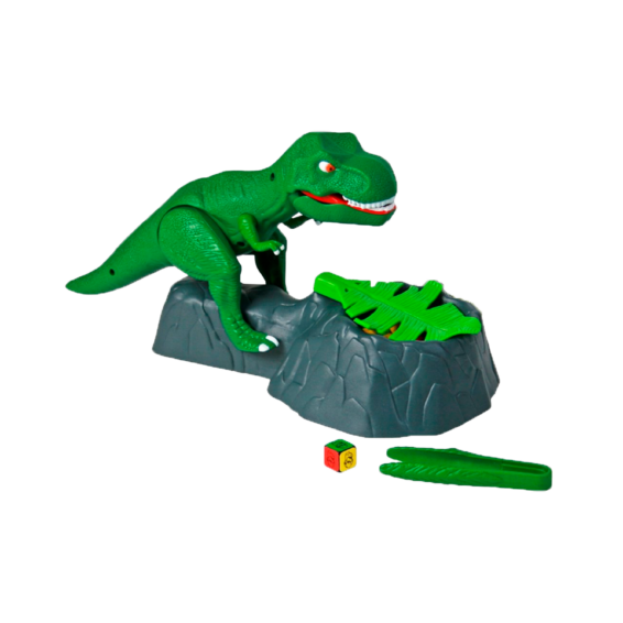 Inhoud van de doos van het spannende kinderspel Dino Crunch