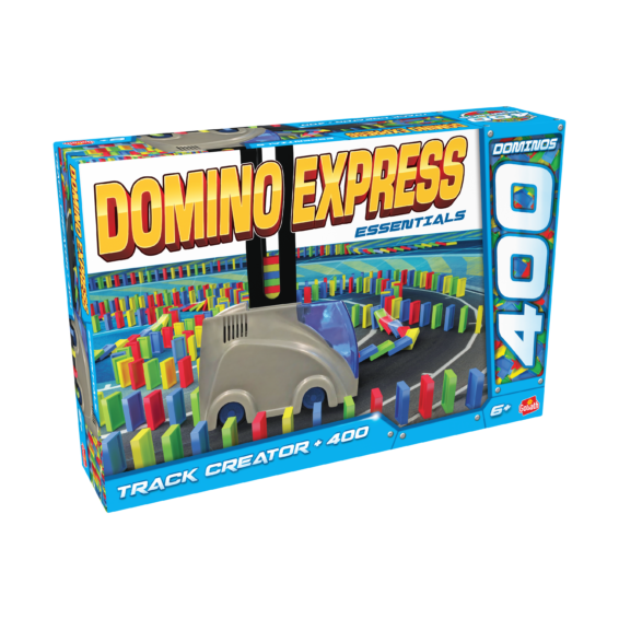 De doos van de Domino Express Track Creator + 400 Stenen vanuit een linkerhoek