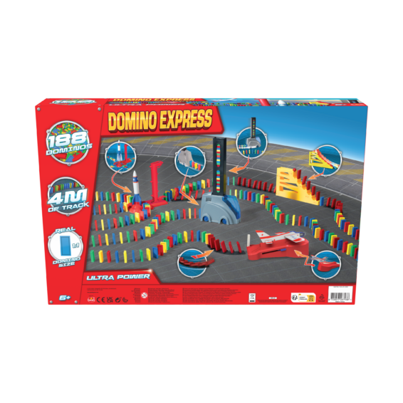 De achterkant van de doos van Domino Express Ultra Power