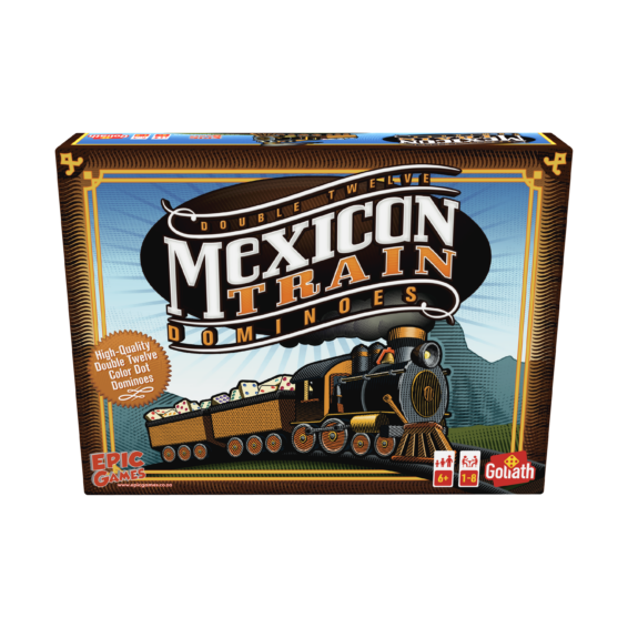 De voorkant van de doos van het bordspel Mexican Train
