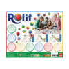 De achterkant van de doos van het strategische bordspel Rolit