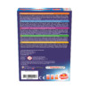 De achterkant van de doos van het strategsiche reis spel Rummikub Travel
