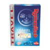 De voorkant van de doos van het strategische reis spel Rummikub Travel