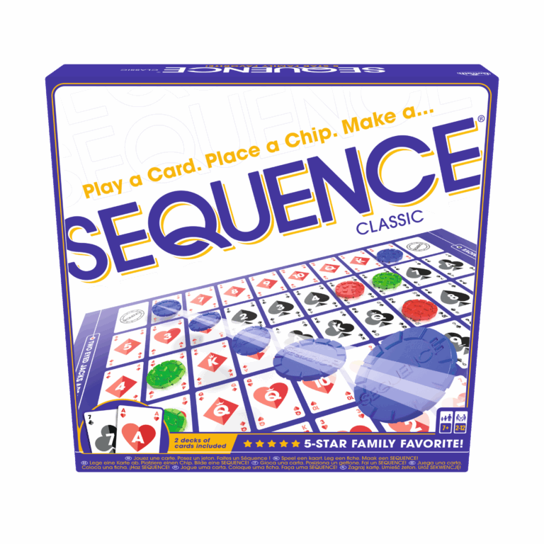 Doos Sequence Classic Voorkant De voorkant van de doos van het strategische bordspel Sequence Original