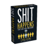 De doos van het hilarische partyspel Shit Happens vanuit een linkerhoek