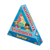 De doos van het strategische kinderspel Triominos Junior vanuit een rechterhoek