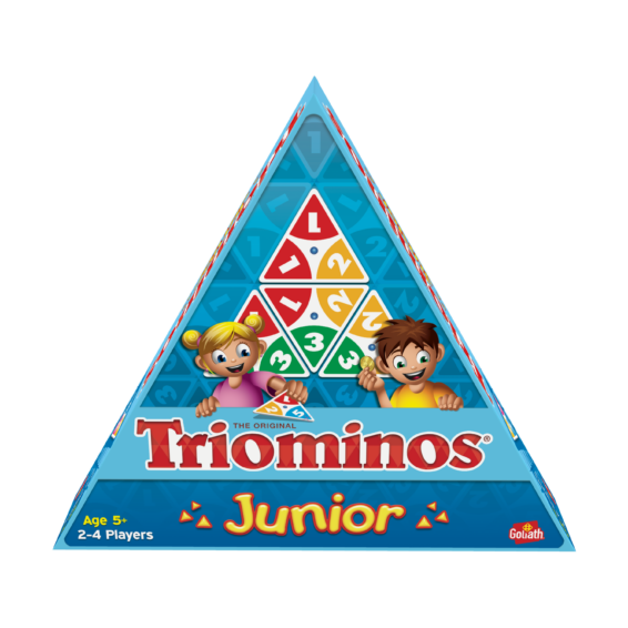 De voorkant van de doos van het strategische kinderspel Triominos Junior