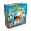 De doos van het kinderspel Happie Haai vanuit een linkerhoek