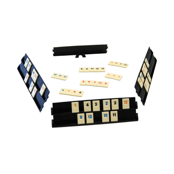 de plankjes van Rummikub Classic met een aantal verschillende stenen