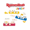 De verschillende plankjes, de stenen en fiches van het spel Rummikub Junior