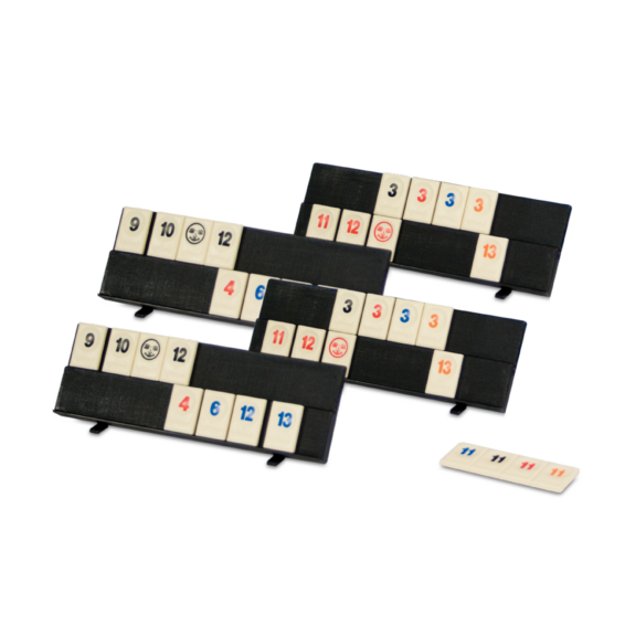 De plankjes en de stenen van het strategische reis spel Rummikub Travel