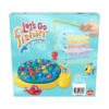 De achterkant van de doos van het kinder bordspel Let's Go Fishing