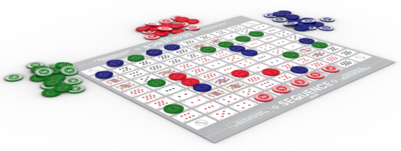 het speelbord van het strategische bordspel Sequence Jumbo Tube