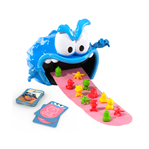 De inhoud van de doos van het kinderspel Vince Veelvraat