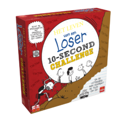 De doos van het bordspel Het Leven Van Een Loser 10-Second Challenge vanuit een linkerhoek