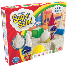 De doos van Super Sand Classic vanuit een linkerhoek