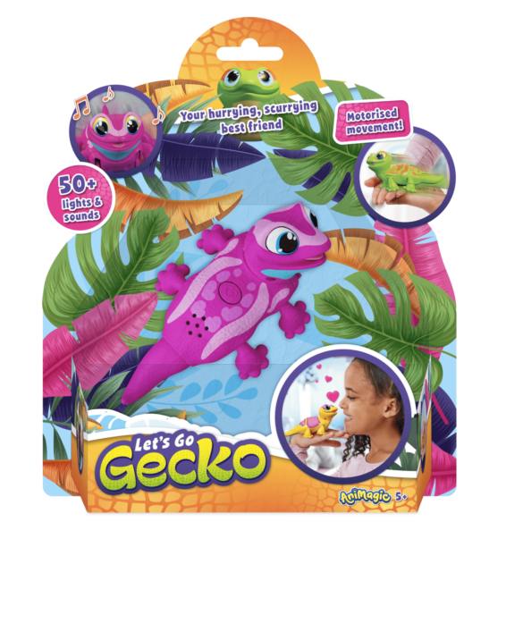 Animagic Let's Go Gecko Roze verpakking Voorkant