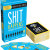 De doos met kaarten van het hilarische partyspel Shit Happens Familie Editie Pocket