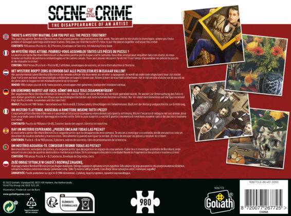 926772_Scene_Crime_Artist_Puzzle_B Scene of the Crime The Disappearance of an Artist doos Achterkant