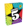 de doos van het trivia bordspel Name 5 vanuit een linkerhoek