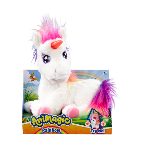 De voorkant van de verpakking van Animagic Regenboog Eenhoorn
