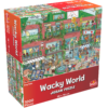 De doos van de Wacky World Stay Safe puzzel vanuit een linkerhoek