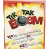 De voorkant van de doos van het partyspel Tik Tak Boem Pocket Editie