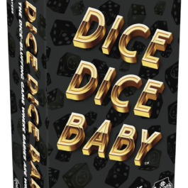 De doos van het spel Dice Dice Baby vanuit een linkerhoek