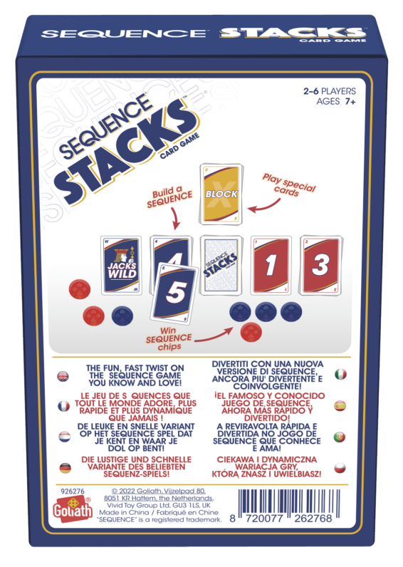 De achterkant van de doos van Sequence Stacks