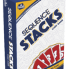 De doos van het strategische kaarstpel Sequence Stacks vanuit een linkerhoek