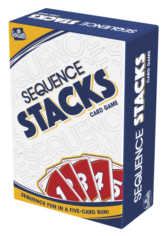 de doos van het strategische kaartspel Sequence Stacks vanuit een rechterhoek