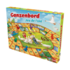 de doos van het familiespel ganzenbord vanuit een rechterhoek